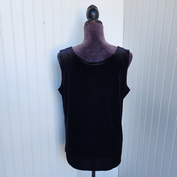 NWT Quaker Factory Top Set Women Black Sequins Velvet Stretch Formal Sleveless M - Picture 5 of 10